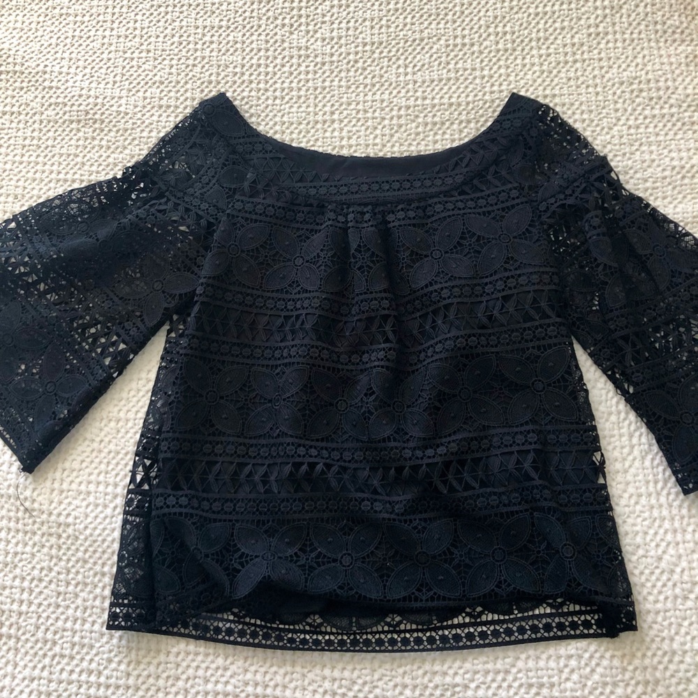Trina Turk Black Lace Blouse
